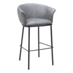 30 Inch Gray Black Faux Leather Steel Modern Bar Stool