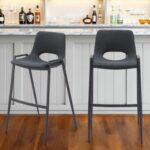 30 Inch Black Faux Leather Steel Bar Stools with Armrests (Set of 2) 10 30 Inch Black Faux Leather Steel Bar Stools with Armrests (Set of 2)