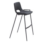 30 Inch Black Faux Leather Steel Bar Stools with Armrests (Set of 2) 17 30 Inch Black Faux Leather Steel Bar Stools with Armrests (Set of 2)