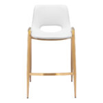 26 Inch White and Gold Modern Faux Leather Bar Stools (Set of 2)