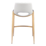 26 Inch White and Gold Modern Faux Leather Bar Stools (Set of 2)