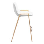 26 Inch White and Gold Modern Faux Leather Bar Stools (Set of 2)