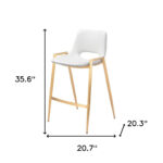 26 Inch White and Gold Modern Faux Leather Bar Stools (Set of 2)