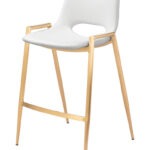 26 Inch White and Gold Modern Faux Leather Bar Stools (Set of 2)