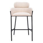 30-Inch Beige and Black Fabric and Steel Bar Stool