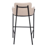 30-Inch Beige and Black Fabric and Steel Bar Stool