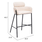 30-Inch Beige and Black Fabric and Steel Bar Stool