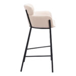 30-Inch Beige and Black Fabric and Steel Bar Stool