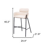 30-Inch Beige and Black Fabric and Steel Bar Stool