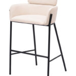 30-Inch Beige and Black Fabric and Steel Bar Stool