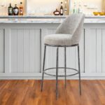 32-Inch Gray and Black Modern Swivel Bar Stool