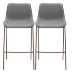 26 Inch Slate Gray and Brown Modern Bar Stools (Set of 2)