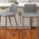 26 Inch Slate Gray and Brown Modern Bar Stools (Set of 2)