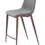 26 Inch Slate Gray and Brown Modern Bar Stools (Set of 2)