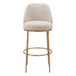 32 Inch Beige and Gold Modern Swivel Bar Stool