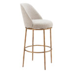 32 Inch Beige and Gold Modern Swivel Bar Stool