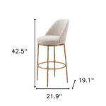 32 Inch Beige and Gold Modern Swivel Bar Stool