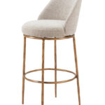 32 Inch Beige and Gold Modern Swivel Bar Stool