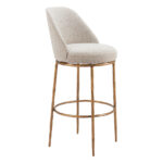 32 Inch Beige and Gold Modern Swivel Bar Stool