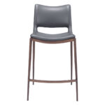 25 Inch Dark Gray Brown Faux Leather Low Back Bar Stools (Set of 2)