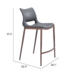 25 Inch Dark Gray Brown Faux Leather Low Back Bar Stools (Set of 2)