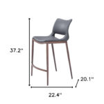 25 Inch Dark Gray Brown Faux Leather Low Back Bar Stools (Set of 2)