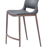 25 Inch Dark Gray Brown Faux Leather Low Back Bar Stools (Set of 2)