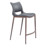 25 Inch Dark Gray Brown Faux Leather Low Back Bar Stools (Set of 2)