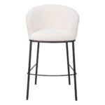 30-Inch Ivory and Black Shearling Steel Bar Stool