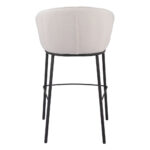 30-Inch Ivory and Black Shearling Steel Bar Stool