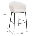 30-Inch Ivory and Black Shearling Steel Bar Stool