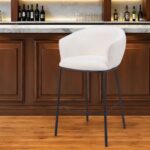 30-Inch Ivory and Black Shearling Steel Bar Stool