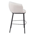 30-Inch Ivory and Black Shearling Steel Bar Stool