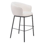 30-Inch Ivory and Black Shearling Steel Bar Stool