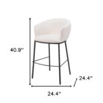 30-Inch Ivory and Black Shearling Steel Bar Stool