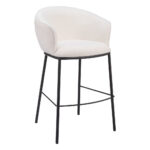 30-Inch Ivory and Black Shearling Steel Bar Stool