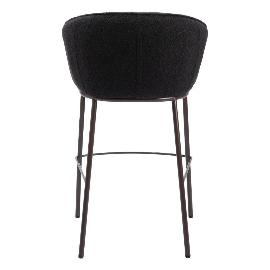 30 Inch Black Shearling and Bronze Steel Bar Stool 4 30 Inch Black Shearling and Bronze Steel Bar Stool - Image 4