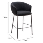 30 Inch Black Shearling and Bronze Steel Bar Stool 18 30 Inch Black Shearling and Bronze Steel Bar Stool