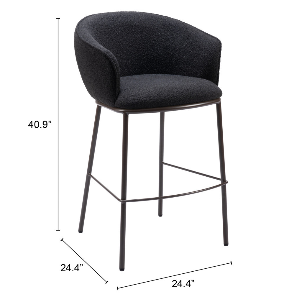 30 Inch Black Shearling and Bronze Steel Bar Stool 9 30 Inch Black Shearling and Bronze Steel Bar Stool - Image 9
