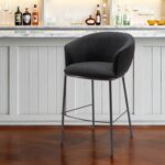30 Inch Black Shearling and Bronze Steel Bar Stool 10 30 Inch Black Shearling and Bronze Steel Bar Stool