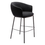 30 Inch Black Shearling and Bronze Steel Bar Stool 16 30 Inch Black Shearling and Bronze Steel Bar Stool