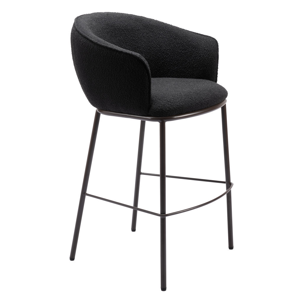 30 Inch Black Shearling and Bronze Steel Bar Stool 7 30 Inch Black Shearling and Bronze Steel Bar Stool - Image 7