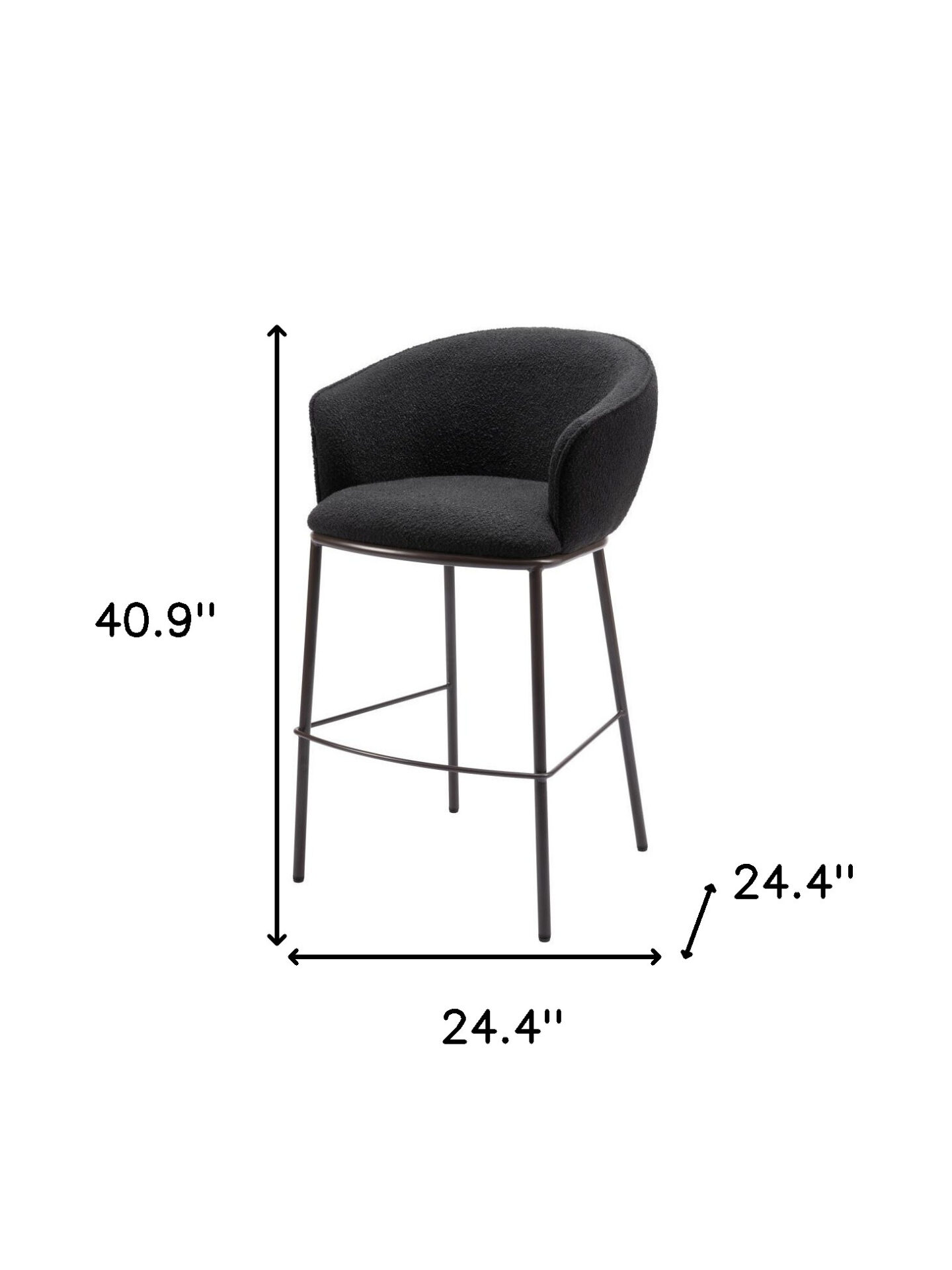 30 Inch Black Shearling and Bronze Steel Bar Stool 8 30 Inch Black Shearling and Bronze Steel Bar Stool - Image 8