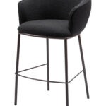 30 Inch Black Shearling and Bronze Steel Bar Stool 12 30 Inch Black Shearling and Bronze Steel Bar Stool