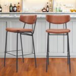 26 Inch Brown And Black Modern Bar Stools With Footrest (Set of 2)