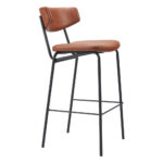 26 Inch Brown And Black Modern Bar Stools With Footrest (Set of 2)