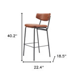 26 Inch Brown And Black Modern Bar Stools With Footrest (Set of 2)