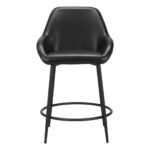 25 Inch Black Faux Leather Steel Bar Stools with Arms (Set of 2)