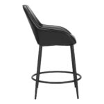 25 Inch Black Faux Leather Steel Bar Stools with Arms (Set of 2)