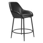 25 Inch Black Faux Leather Steel Bar Stools with Arms (Set of 2)